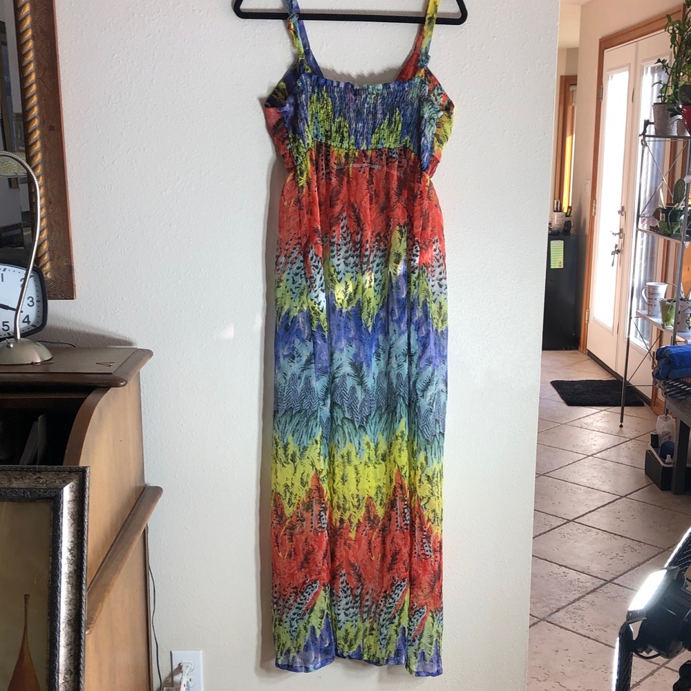 Multi-Color Maxi Sundress - Vibrant Rainbow Print - Picture 4 of 5